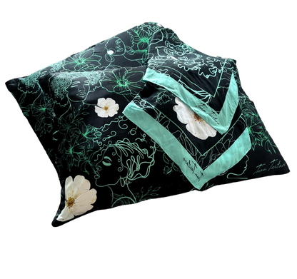 TT TROPICS SILKY BUNDLE - FLORAL PRINT SCARF AND PILLOWCASE